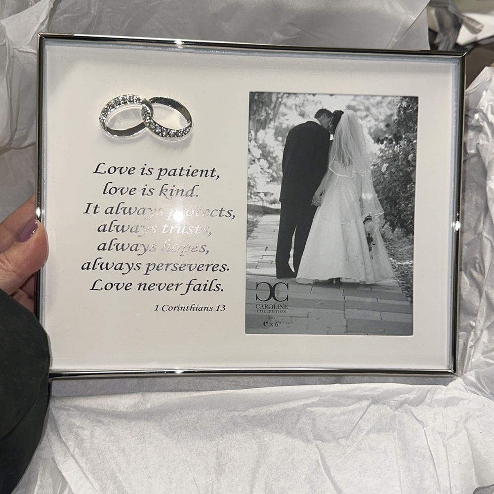 Silver Wedding Photo Frame with Scripture - Picture 2 of 5